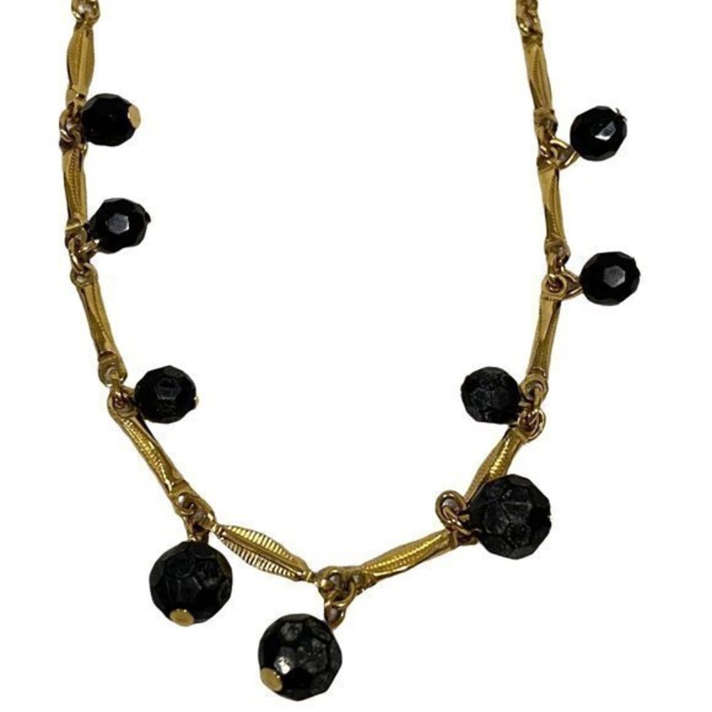 Premier Designs Gold Tone Necklace with Black‎ Beads - Picture 3 of 4